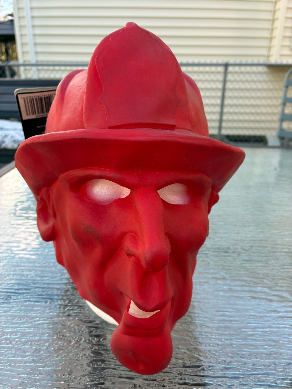 NWT 2002 Vintage Red Firefighter Creepy Scary Halloween Theatre Mask Decoration